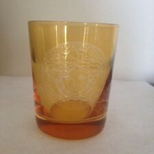 VERSACE Amber Glass Etched w/ Iconic Medusa Logo | Votive Cup Candle Holder picture
