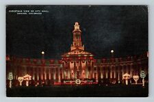 Denver, CO-Colorado, Christmas View City Hall At Night Vintage Souvenir Postcard picture