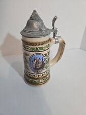 Vintage Gerz Beer Stein w/ Lid West Germany, Horses, Farming  picture
