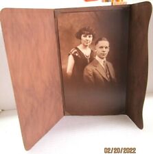 Antique 1910s Tri-fold  B &W Cabinet Photograph Of a Man & a Woman -E10 picture
