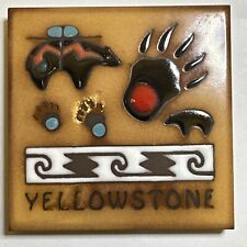 Masterworks Handcrafted Glazed YELLOWSTONE Ceramic Wall Tile Trivet Coaster VGd picture