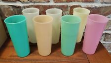 Vintage Tupperware 16 Oz Pastel Tall Tumblers Set of Seven (7) picture
