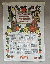 Vintage 1985 Cloth Kitchen Calendar Wall Hanging Tea Towel Farmhouse Prayer picture
