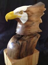 Bald Eagle Bust, CesArt.org, Surrealism, Cypress Wood Sculpture, Raptors picture