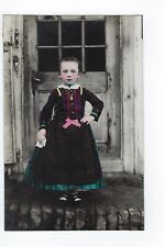 Young Girl Hand Colored Portrait Real Photo Postcard RPPC Hungary Creepy picture