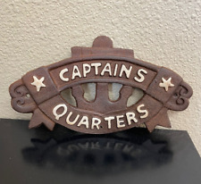 Wall Sign Plaque Says 'Captains Quarters' Rustic Cast Iron Decor picture