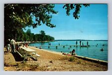 Coldwater MI-Michigan, Crystal Beach, Coldwater Lake, Vintage c1957 Postcard picture