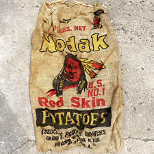 Vtg Nodak Red Skin Potatoes Indian Burlap Sack North Dakota Milbrite 100lbs I picture