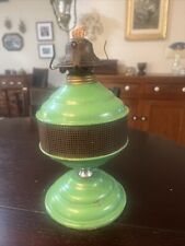 Antique Green Metal Kerosene Oil Lamp  11” Tall picture