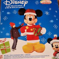 New Sealed Gemmy Disney 8’ VTG Christmas Santa Mickey Mouse Lighted Inflatable picture