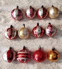 Lot Of 12 Vintage Christmas Ornaments Poland  Vertical Glittery Pattern  picture