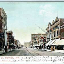 1907 Waterloo, IA East 4th Street Litho Photo Downtown Main St Signs Shops A17 picture