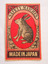 RABBIT or HARE SAFETY MATCHES MATCH BOX LABEL c1900s MADE in JAPAN picture
