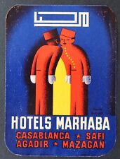 Antique Tag HOTEL MARAHBA Casablanca Safi Agadir Morocco Luggage Label 3 picture