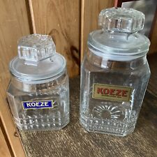 Vintage Koeze's Glass Candy~ Apothecary Square Jar Canisters Lot Of 2 picture