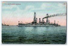 1912 U.S. Battleship Steamer World War Kansas Exterior Vintage Antique Postcard picture