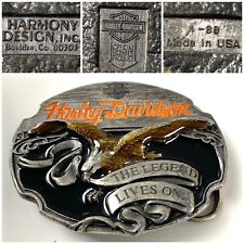 Harley Davidson Mens The Legend Lives On Eagle Belt Buckle 90’s  MADE IN USA picture