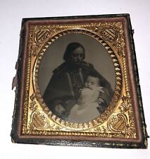1850s Post Mortem Ambrotype Photo Woman Holding Her Dead Child 3763 picture