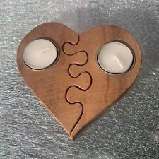 Gunnar Kanevad Handmade 2 Piece Heart Shaped Wooden Tea Light Candle Holder MCM picture