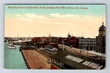 Sarnia ON-Ontario Canada, Birds Eye View North River Front, Vintage Postcard picture