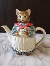 Vintage Otagiri 7” Mother Cat holding teapot. Hand Painted Porcelain Teapot OMC. picture