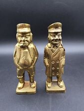 Vintage Brass Fisherman Captain Nautical Figurines 5 1/2” Tall picture