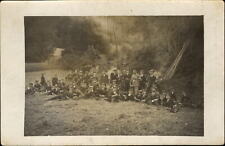 WWI era German RPPC large group of teenage boys soldiers uniforms ~ real photo picture