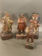 Vintage Lot Of 4 Hand Carved  folk art Wooden Men Italy 7” picture