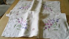 VINTAGE HAND EMBROIDERED IRISH LINEN TABLECLOTH picture