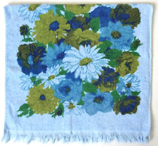 Vintage Floral Bath Towel Cannon? Mid Century Multicolor Blue Green Fringe VGC picture