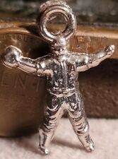 Vintage plastic Silver Chrome BASEBALL PLAYER gumball charm prize jewelry  picture