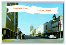 c1950s Looking North on Main Street, Greetings from Temple Texas TX Postcard picture