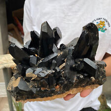 7.8LB Natural Rare Beautiful Black QUARTZ Crystal Cluster Mineral Specimen picture