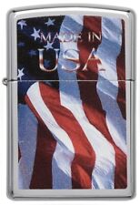 Zippo Made in USA Flag 24797 Brushed Chrome picture