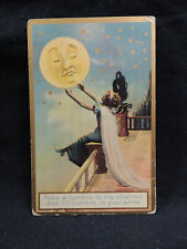 c1910 Fantasy Pretty Woman Man In the Moon Romance Postcard Tumble In Your Arms picture