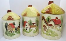 Vintage Marks and Rosenfeld Farm House Cottage Canisters w/lids-Japan-Set of 3 picture