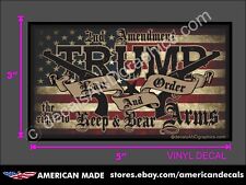TRUMP LAW & ORDER 2nd AMENDMENT GUNS AMERICAN FLAG 2020 DECAL BUMPER STICKER picture