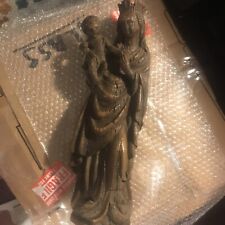 Antique Flanders wood carved madonna child figurine statue religious picture