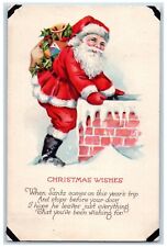 1929 Christmas Santa Claus Sack Of Toys Chimney Winter Gouverneur NY Postcard picture