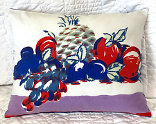 Vintage Wilendur Tablecloth Pillow Cover - John Madsen Fruit Print - Red, Blue picture