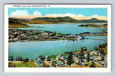 Lake Memphremagog VT-Vermont, Aerial Scenic View Of Newport, Vintage Postcard picture