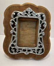 Handmade Wooden Metal Design Picture Frame Vintage Holds 3x4 Photo picture