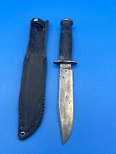 Vintage WWII? KINFOLKS FIGHTING HUNTING KNIFE with Leather Sheath - Made in USA picture