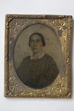 Antique 1/9th Plate Daguerreotype - Woman Checkered Dress picture