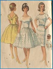 1960s Vintage Sexy Back Revers Summer Dress Simplicity 4972 Pattern Sz 12 B 32 picture