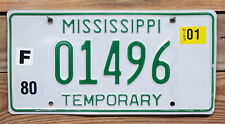 Mississippi Expired 2001 Winston County TEMPORARY License Plate ~01496~ Embossed picture