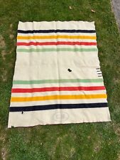 Vtg 4 Points Multicolor Striped Wool Blanket 62x74