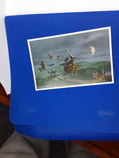 Salem Massachusetts Flying Witch Cat Bat  Postcard Post Card Unused Halloween s picture