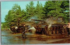 Soldiers Washing M48 Patton Tanks Camp Drum NY Vintage Postcard A02 picture