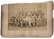 Vintage 1878 Large Cabinet Photo of a Group of Middle Aged Men Sitting Outside picture
